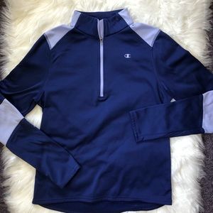 Champion hoodie sweatshirt half-zip logo purple